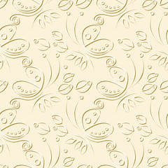 Seamless floral vector pattern with insect. Decorative pastel beige background with butterflies, roses and decorative elements . Series of Animals and Insects Seamless Patterns.