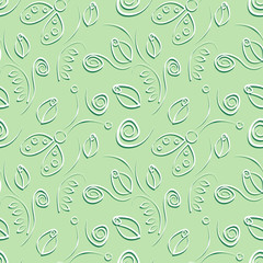 Seamless vector pattern with insect. Decorative pastel green background with ladybugs, roses and decorative elements. Series of Animals and Insects Seamless Patterns.