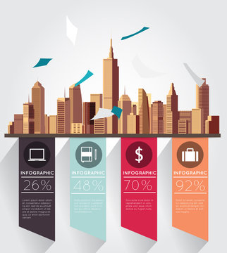 Modern Infographic With Building Background