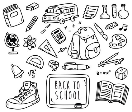Back to school themed doodle isolated on white background