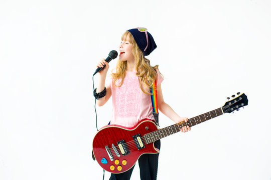 little girl with a microphone