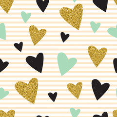Trendy hearts color vector seamless pattern.