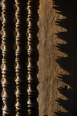 Angkor Wat Temple's columns with shadows