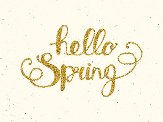 Hello spring lettering  on background. 