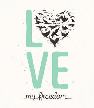 Love card with hand drawn lettering. 