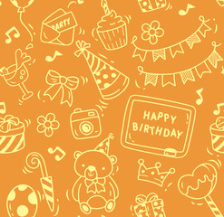 Birthday party doodle seamless background, birthday party design element