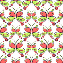 Fototapeta premium Seamless vector pattern with insect. Decorative colorful ornamental background with butterflies. Series of Insects Seamless Patterns