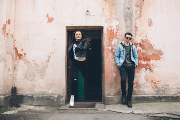 Youth and fashionable couple on the streets.