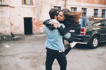 Youth and fashionable couple on the streets.