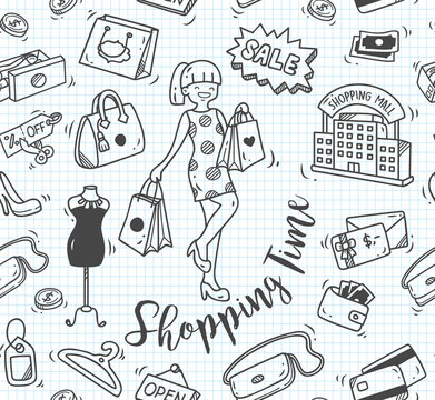 shopping time doodle, shopping background