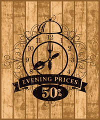 advertising discount evening in a restaurant