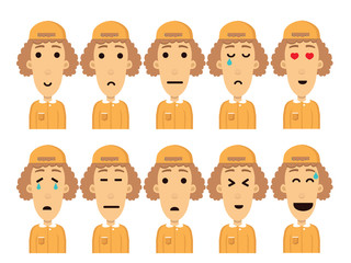 Boy Cartoon Character Vector Set. Isolated. Illustration