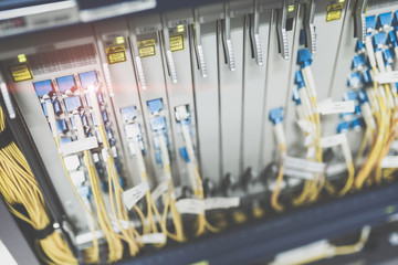 fiber optic with servers in a technology data center