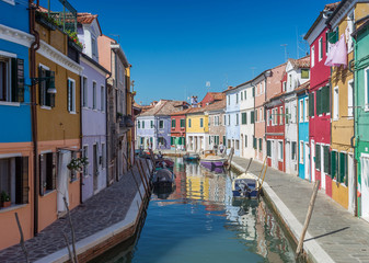 Colorful houses   in Burano, Venice Italy.