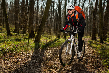 Fototapeta premium Rider in action at Freestyle Mountain Bike Session