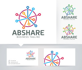 Abstract Share vector logo with alternative colors and business card template