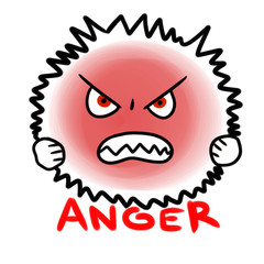 Illustration of one of the basic human emotions - anger. Red creature expressing anger and clenching it's fists