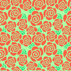 seamless background with roses and leaves