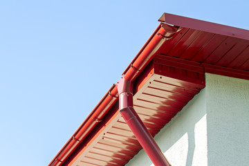 new roof with rain gutter - obrazy, fototapety, plakaty