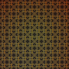 Gold geometric retro abstract seamless cube pattern with rhombuses, square. Vintage party. Wrapping paper. Scrapbook paper. Vector illustration. Art deco Background. Graphic texture. Seamless pattern.