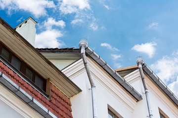 drainpipes on the roof of building
