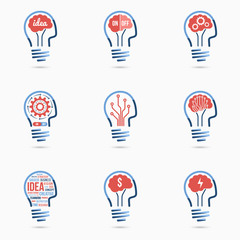 Light bulb idea icons set. Light bulb logo, sign, symbol. Business concept.