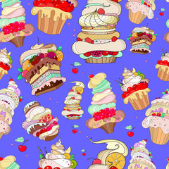 pattern with the image of the fantastic cakes