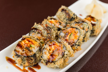 sushi rolls on white plate
