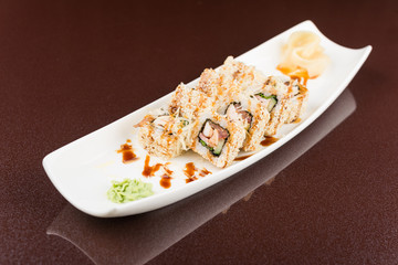 sushi rolls on white plate