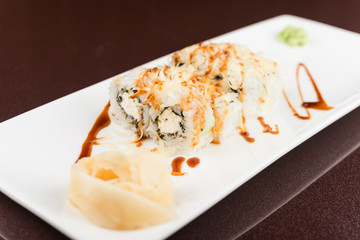 sushi rolls on white plate