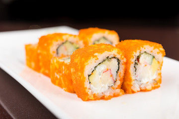 sushi rolls on white plate