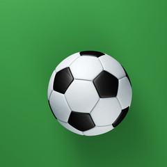 Soccer ball with shadows on green background.