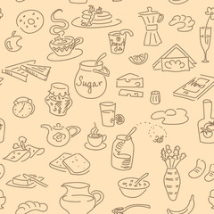 Breskfast doodel seamless pattern