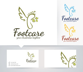 Foot Care vector logo with alternative colors and business card template