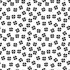 Black and white chaotic floral ethnic geometric seamless pattern, vector
