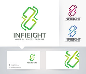 Infinity Eight vector logo with alternative colors and business card template