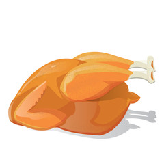 illustration of roasted holiday turkey on white background