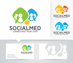 Social Media vector logo with alternative colors and business card template