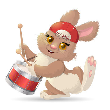 Cartoon rabbit musician. Vector