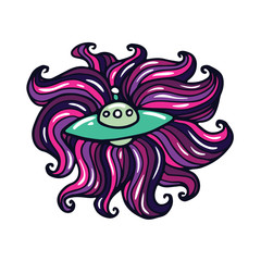 Spaceship Cartoon Doodle Illustration