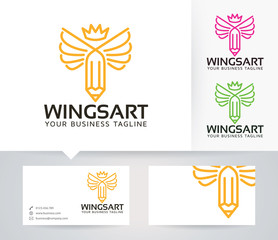 Wings Art vector logo with alternative colors and business card template
