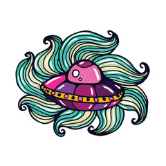 Spaceship Cartoon Doodle Illustration