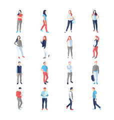 People, male, female, in different casual common poses