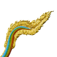 Dragon tail sculpture isolated on white background with working