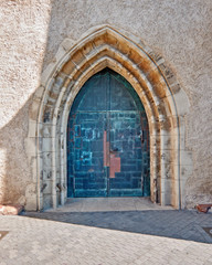 Fototapeta na wymiar gothic arched church entrance door