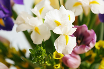 Naklejka na ściany i meble A bouquet of fresh flowers, close up
