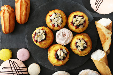 Plate of cakes, top view