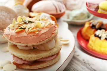 Cakes on a mat, closeup