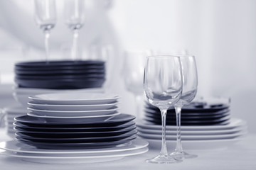 Set of dishes for dinner party