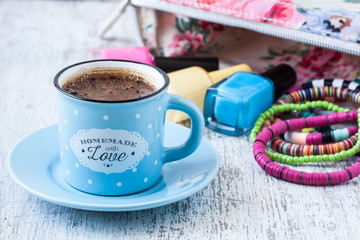 Turkish coffee with summer concept